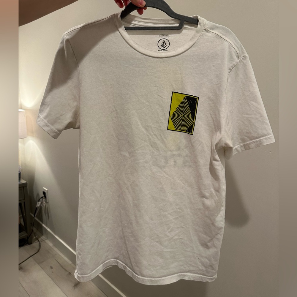 Volcom White and Yellow Graphic Tee